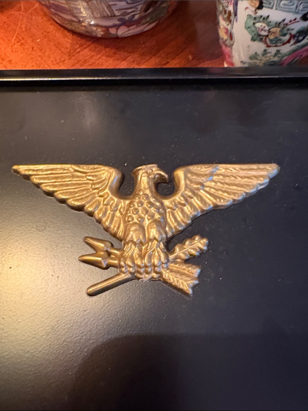 Vintage Black Metal Mailbox w Eagle Decoration - Picture 8 of 9